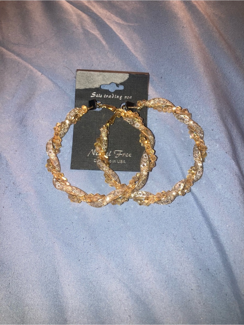 Gold Crystal Twist Hoop Earrings - Women Jewelry
